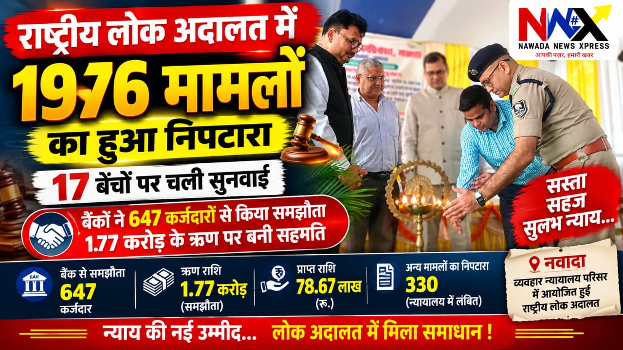 राष्ट्रीय लोक अदालत में 1976 मामलों का हुआ त्वरित निपटारा